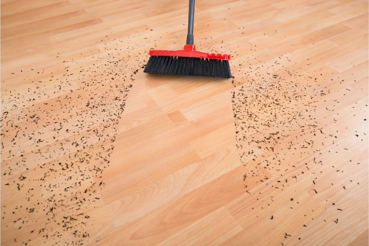 Efficient hardwood floor cleaning in action – expert care for a pristine look.