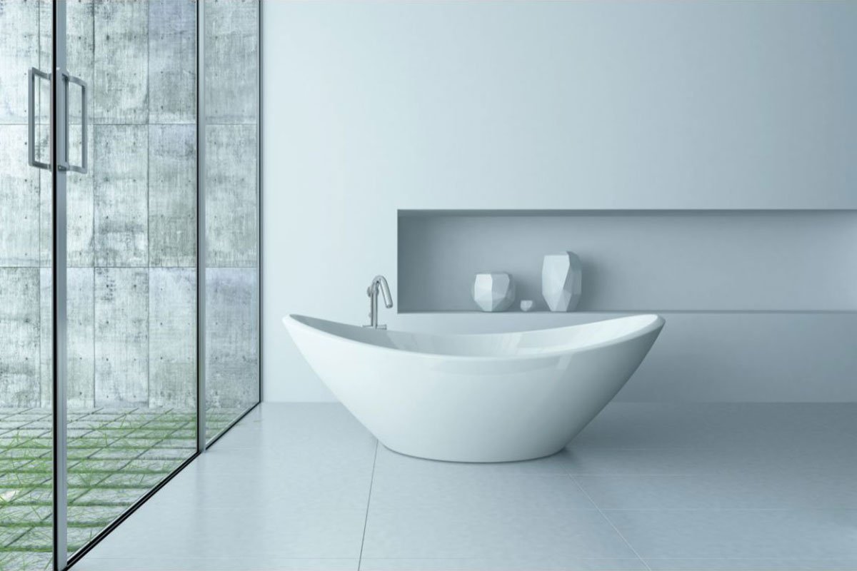 White tile bathroom flooring for a clean and modern look, available at Carpet & Flooring Warehouse
